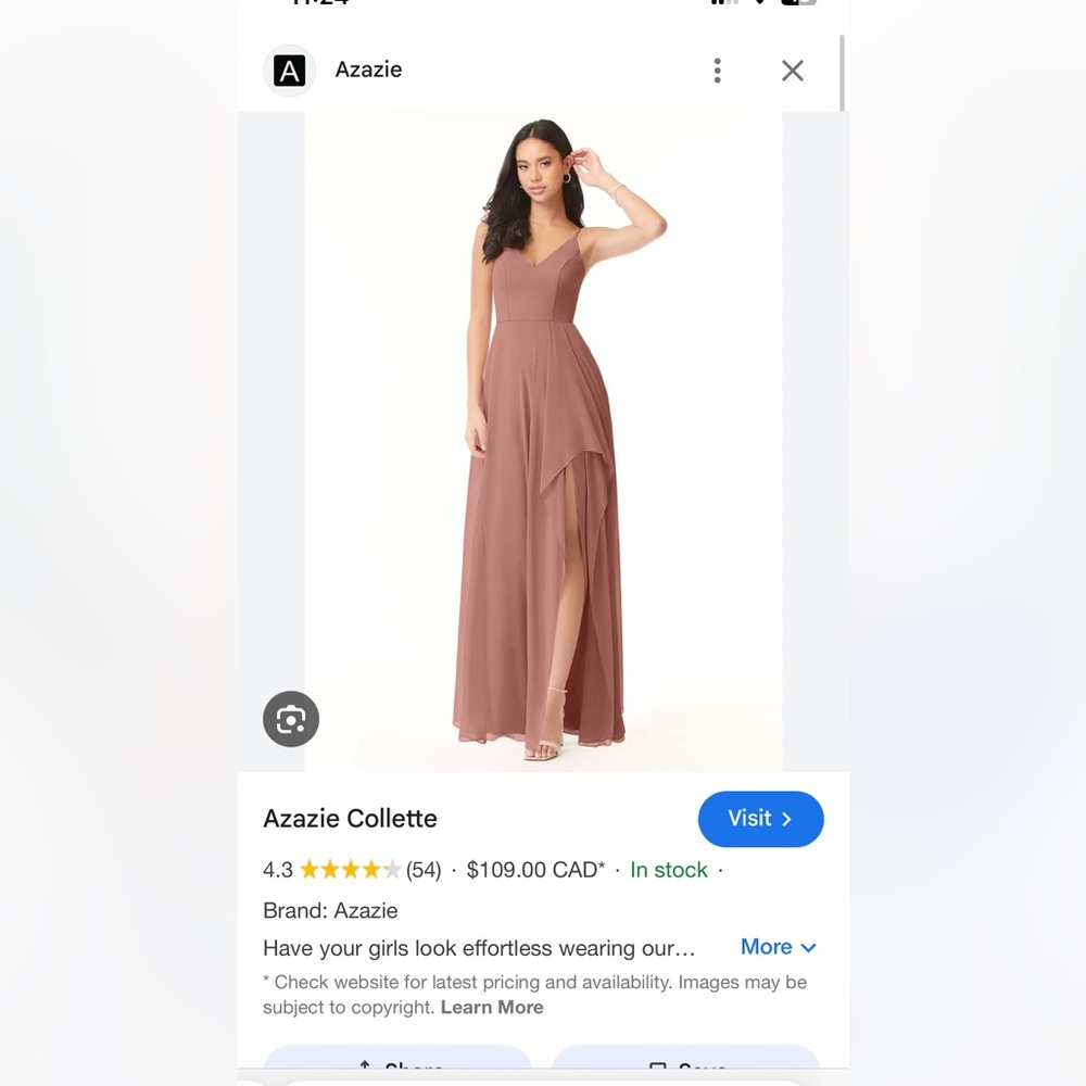 Azazie bridesmaids dress in desert rose